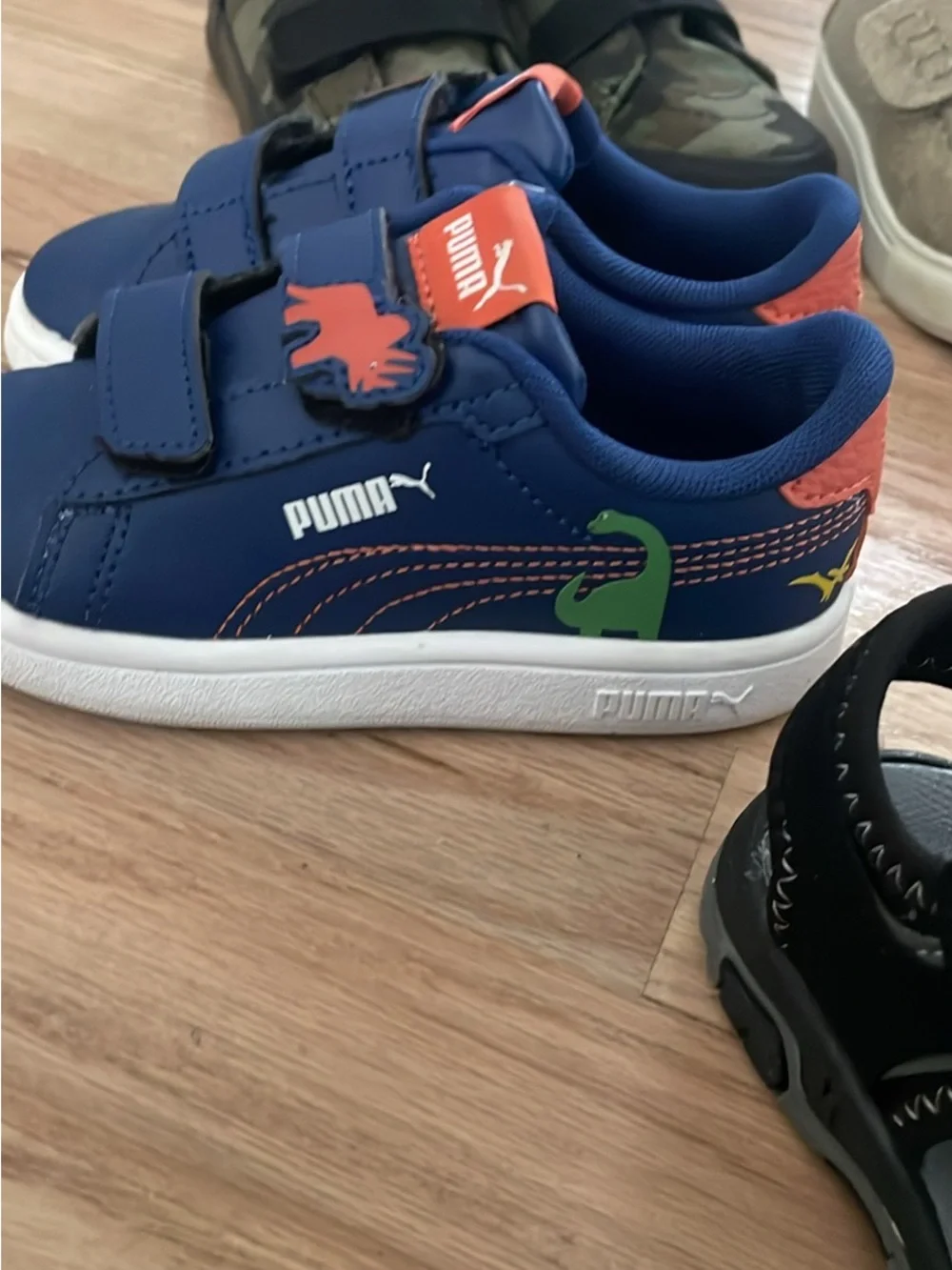 Kids Toddler Shoe Lot Navy Blue and Beige Athletic Sneakers - Nike & Puma 8c
